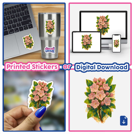 Connecticut State Flower Sticker or Clipart featuring Mountain Laurel Artwork, available as unique stickers or digital art, exemplifying Decal Venue's distinct vinyl sticker and art offerings.