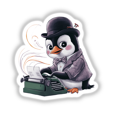 Penguin Bowler Hat Typewriter