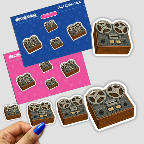 Reel-to-Reel Tape Recorder Clipart PNG & Sticker – Vintage 1950s Audio Printable, depicted as a classic Ampex recorder, ideal for crafts, music history lessons, and retro-themed projects.
