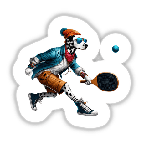 Trendy Dalmatian Dog Playing Pickleball