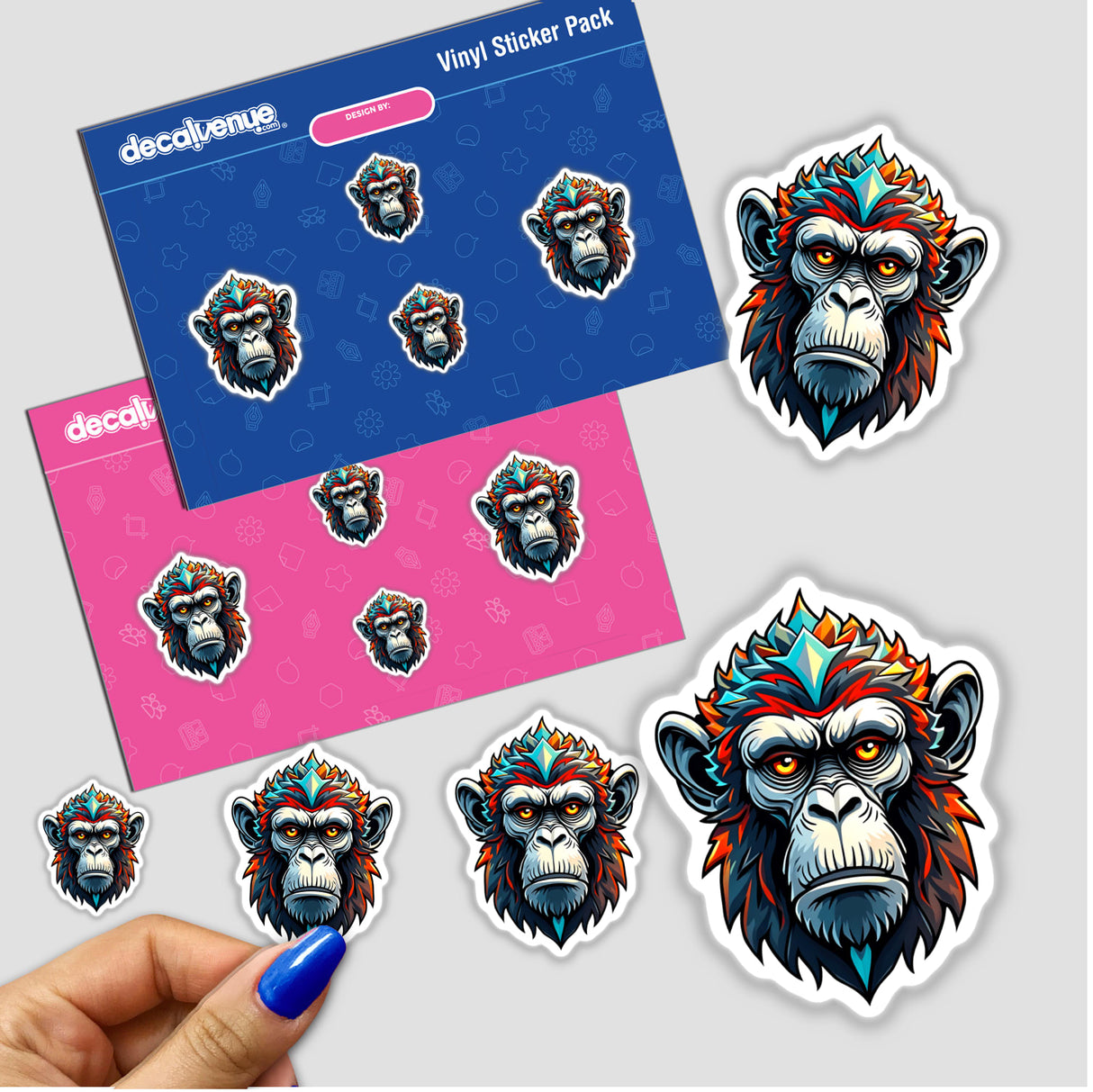A Cool Monkey King sticker featuring a cartoon monkey with a crown, available as part of the unique collection at Decal Venue, offering stickers or digital artwork.