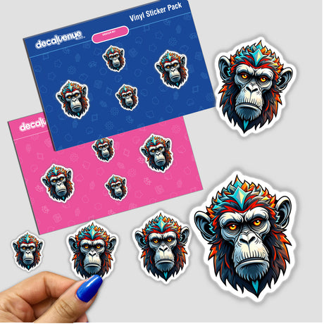 A Cool Monkey King sticker featuring a cartoon monkey with a crown, available as part of the unique collection at Decal Venue, offering stickers or digital artwork.