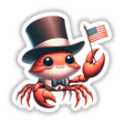 Crab Wearing Top Hat Holding American Flag