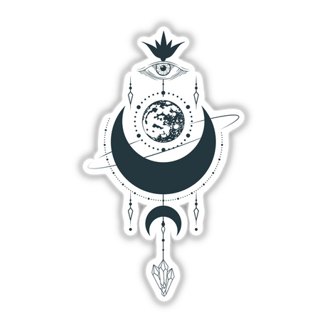 Sticker or digital artwork of 'Moon', depicting a detailed lunar surface, available from Decal Venue, renowned for unique vinyl stickers and digital art.
