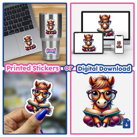 Horse With Reading Glasses Open Book