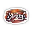 Fall Aesthetic Blessed Clipart – Download with Commercial Use and Sticker Option: A digital artwork featuring the word 'Blessed' in white, set against a vibrant, intricate background.