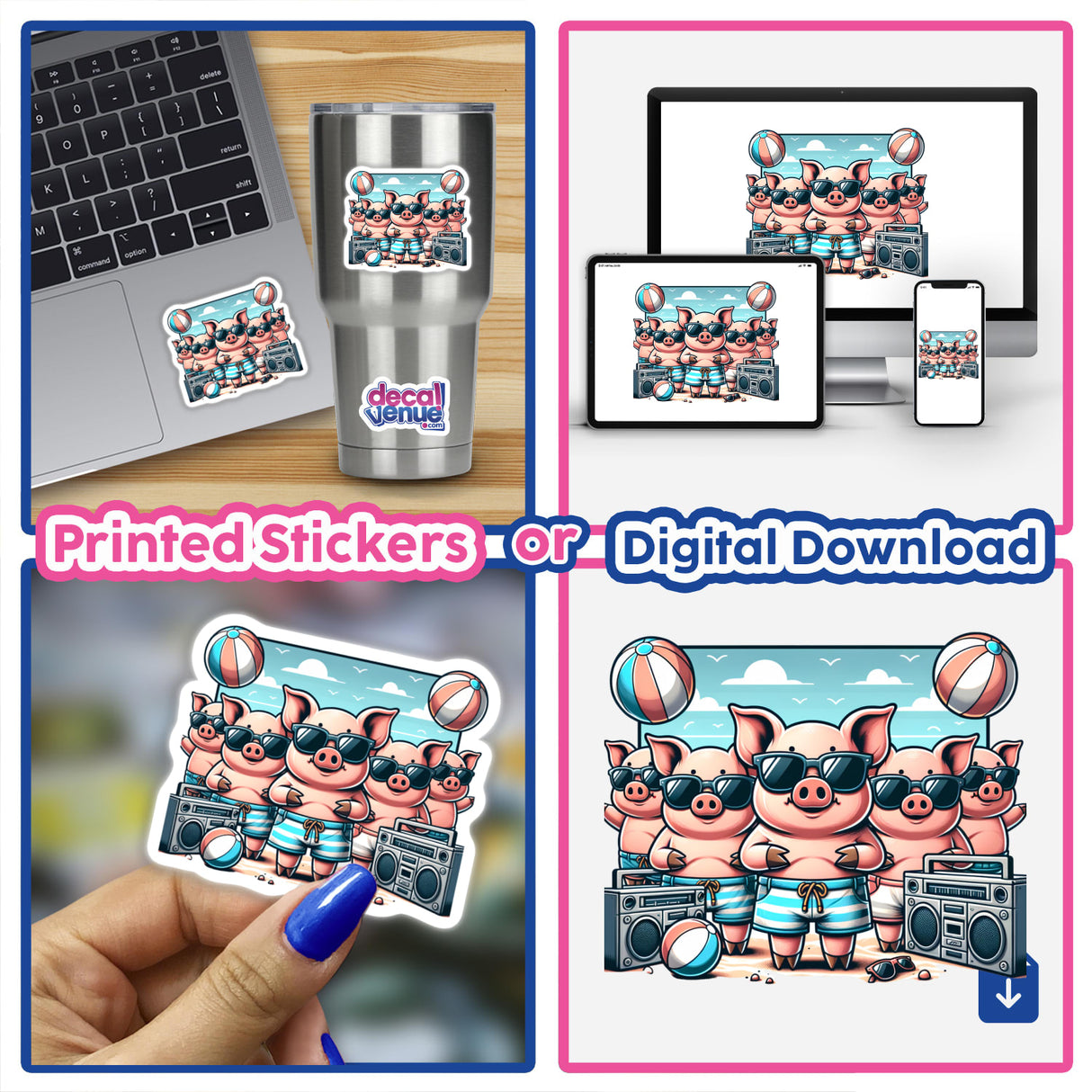 Pig Summer Beach Party Sunglasses Boombox