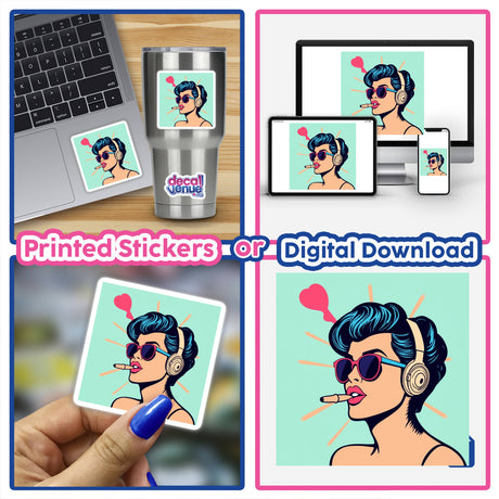 Pop art 4 features a vibrant, bold design available as stickers or digital artwork, embodying Decal Venue's unique style in vinyl stickers and digital art offerings.