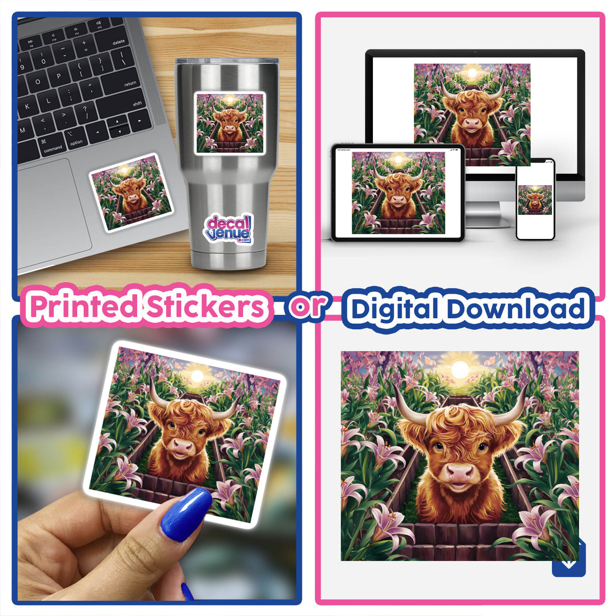 Highland Cow Lily Garden