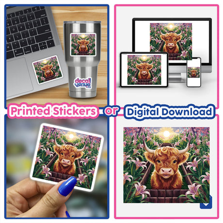 Highland Cow Lily Garden