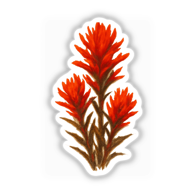 Wyoming State Flower Sticker or Clipart with Commercial Rights, featuring an intricate Indian Paintbrush design, available as both stickers and digital artwork, highlighting Decal Venue's unique vinyl art offerings.