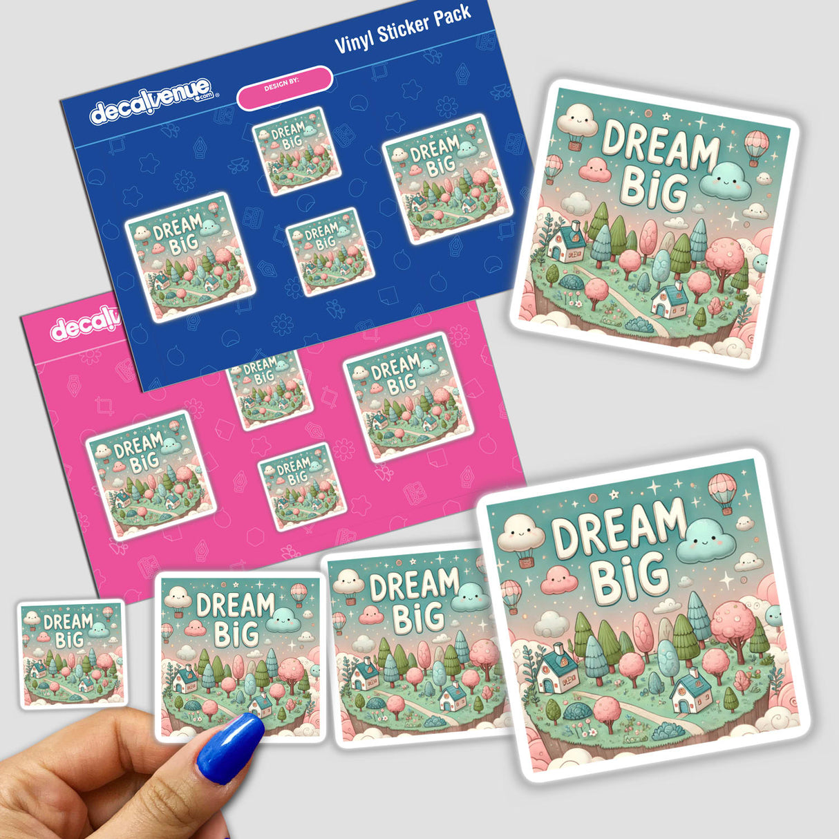 Dream Big Dreamcore Naive Sticker or Clipart, showcasing whimsical, uplifting art. Available as stickers or digital artwork with commercial rights, perfect for adding unique flair from Decal Venue.