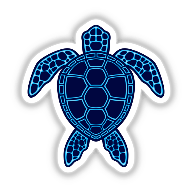 Blue Neon Lava Sea Turtle Design featuring a detailed blue turtle motif, available as vibrant stickers or digital artwork, capturing the essence of unique vinyl creations at Decal Venue.