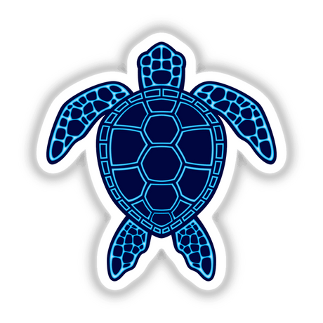 Blue Neon Lava Sea Turtle Design featuring a detailed blue turtle motif, available as vibrant stickers or digital artwork, capturing the essence of unique vinyl creations at Decal Venue.