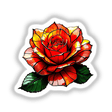 Beautiful Rose Stained Glass Style sticker or digital artwork, featuring a detailed close-up of a rose and leaf design, embodying unique artistic flair from Decal Venue.