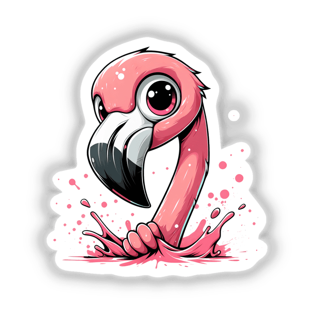 Cheerful Peeking Baby Flamingo Bird Digital Artwork