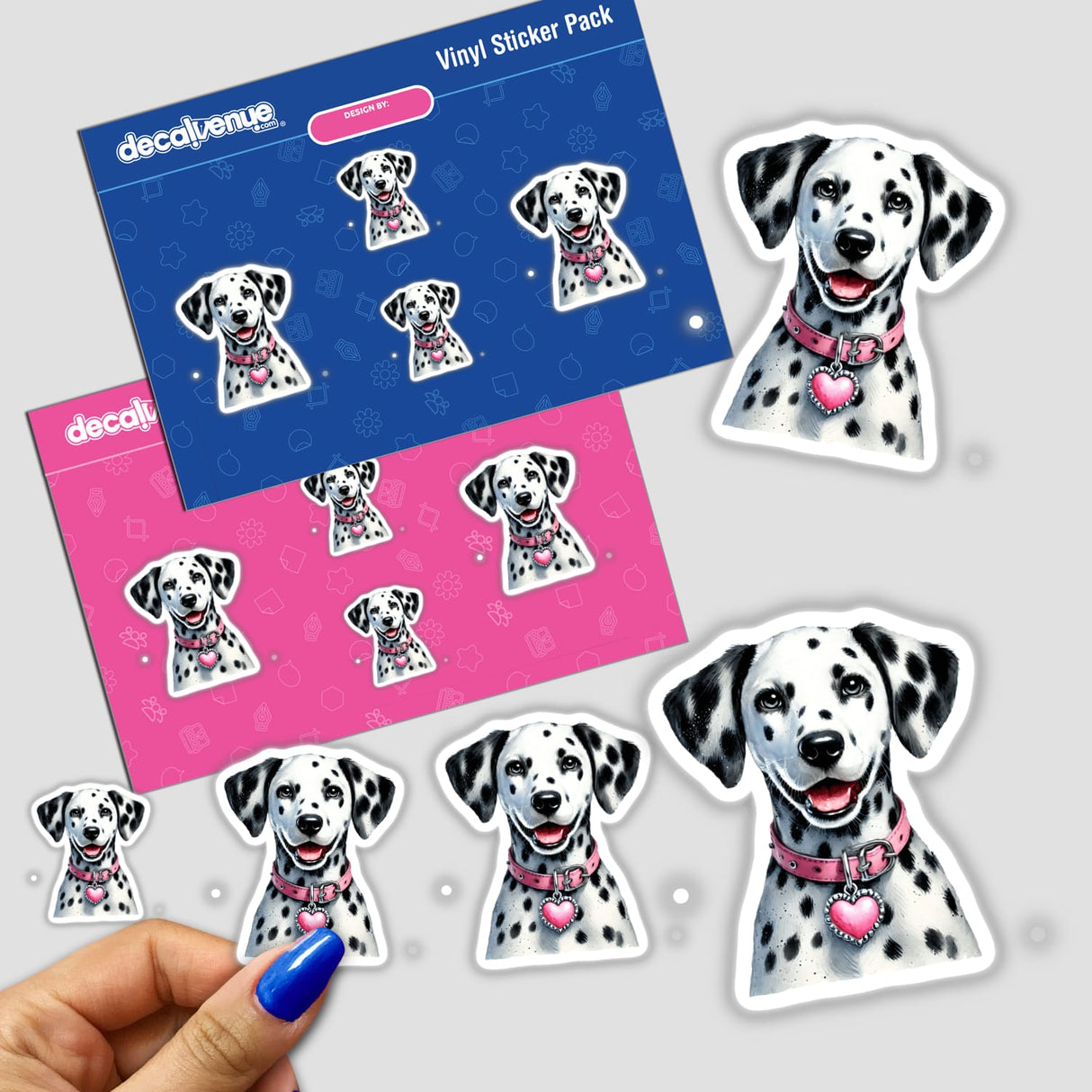 Happy Dalmatian Dog Portrait sticker featuring a cheerful dog face, available as both a sticker and digital artwork, reflecting Decal Venue's unique style of animal-themed creations.