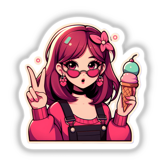 Girl ice cream artwork available as stickers or digital art, depicting a whimsical girl incorporating ice cream elements, reflecting Decal Venue's unique vinyl sticker and digital art offerings.