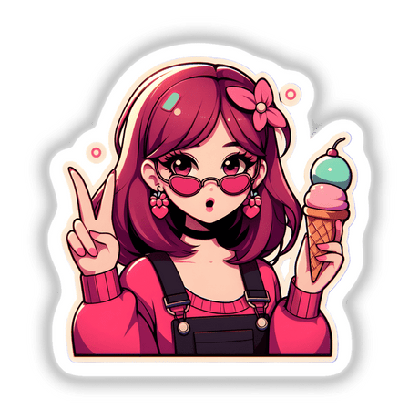Girl ice cream artwork available as stickers or digital art, depicting a whimsical girl incorporating ice cream elements, reflecting Decal Venue's unique vinyl sticker and digital art offerings.