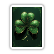 Golden Drip Shamrock: A lush green four-leaf clover with elegant gold accents, available as stickers or digital artwork from Decal Venue, emphasizing unique vinyl sticker artistry.