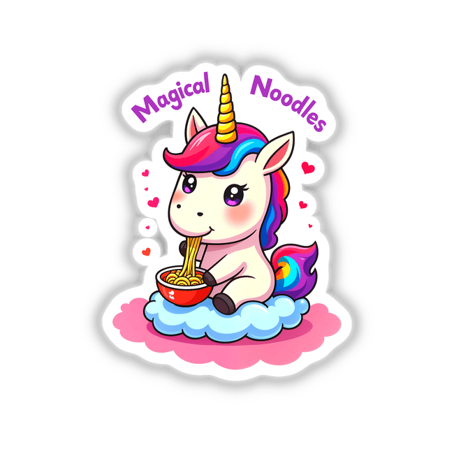 A Cute Unicorn Eating Magical Noodles