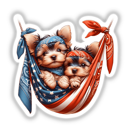 Cute Yorkie Dog Puppies in Bandana Hammock