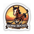 Horse Hockey Clipart - Stickers or Download with Commercial Rights: A cartoon horse holding a stick, ideal for unique stickers or digital art from Decal Venue.