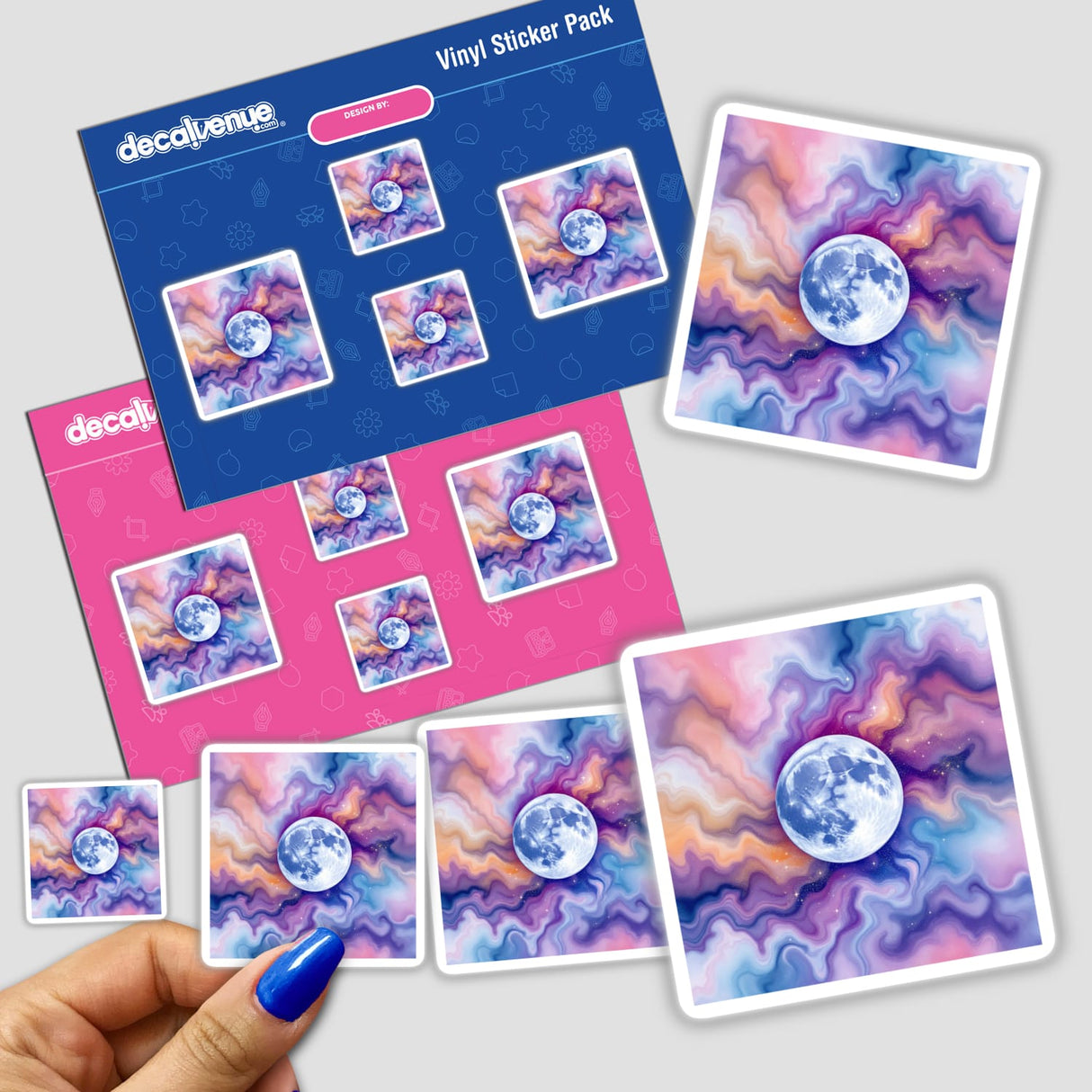 Moon Alcohol Ink Design sticker featuring an artistic depiction of the moon, ideal for those seeking unique stickers or digital artwork from Decal Venue's distinctive collection.