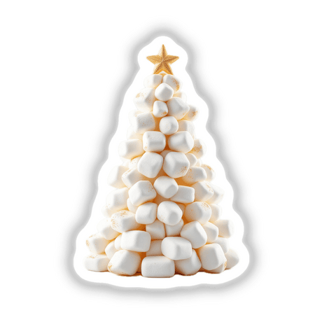 Marshmallow Christmas Tree, depicted as a pyramid of marshmallows topped with a star, available as stickers or digital artwork from Decal Venue.