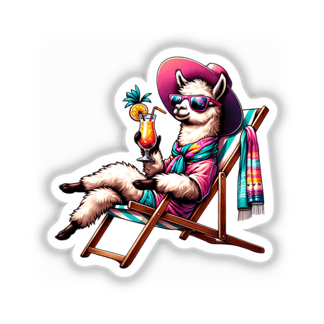 Sunbathing Llama Beach Chair Drink