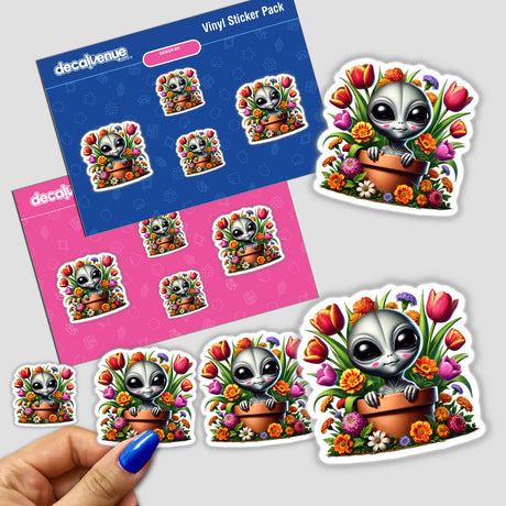 Alien Peeking Out of Flower Pot