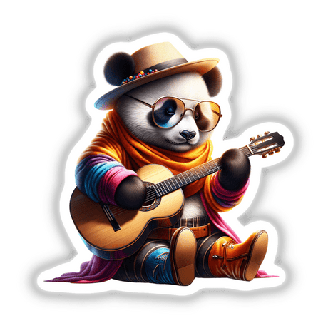 Hipster Panda Strumming Guitar