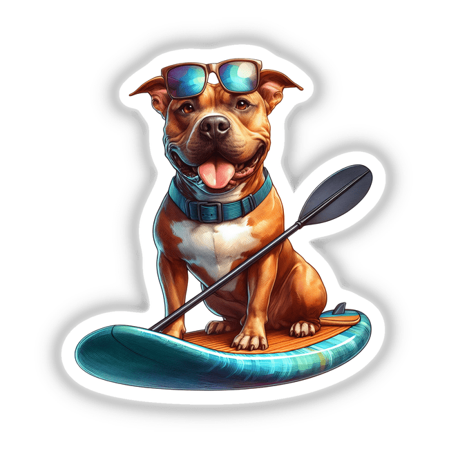 Paddle Boarding Pitbull Dog