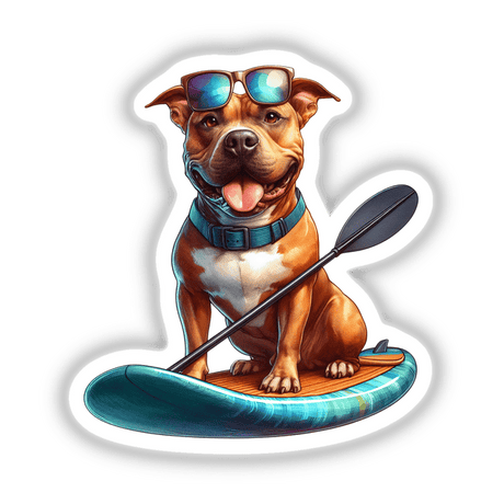 Paddle Boarding Pitbull Dog