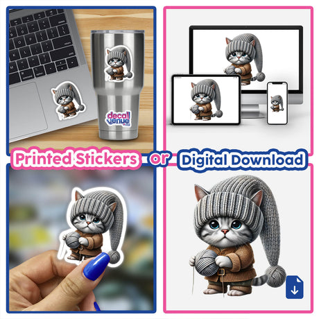 American Shorthair Cat Gnome Holding Ball of Yarn