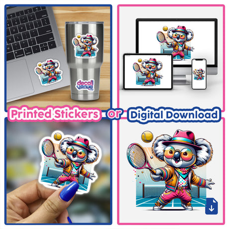 Stylish Koala Playing Tennis