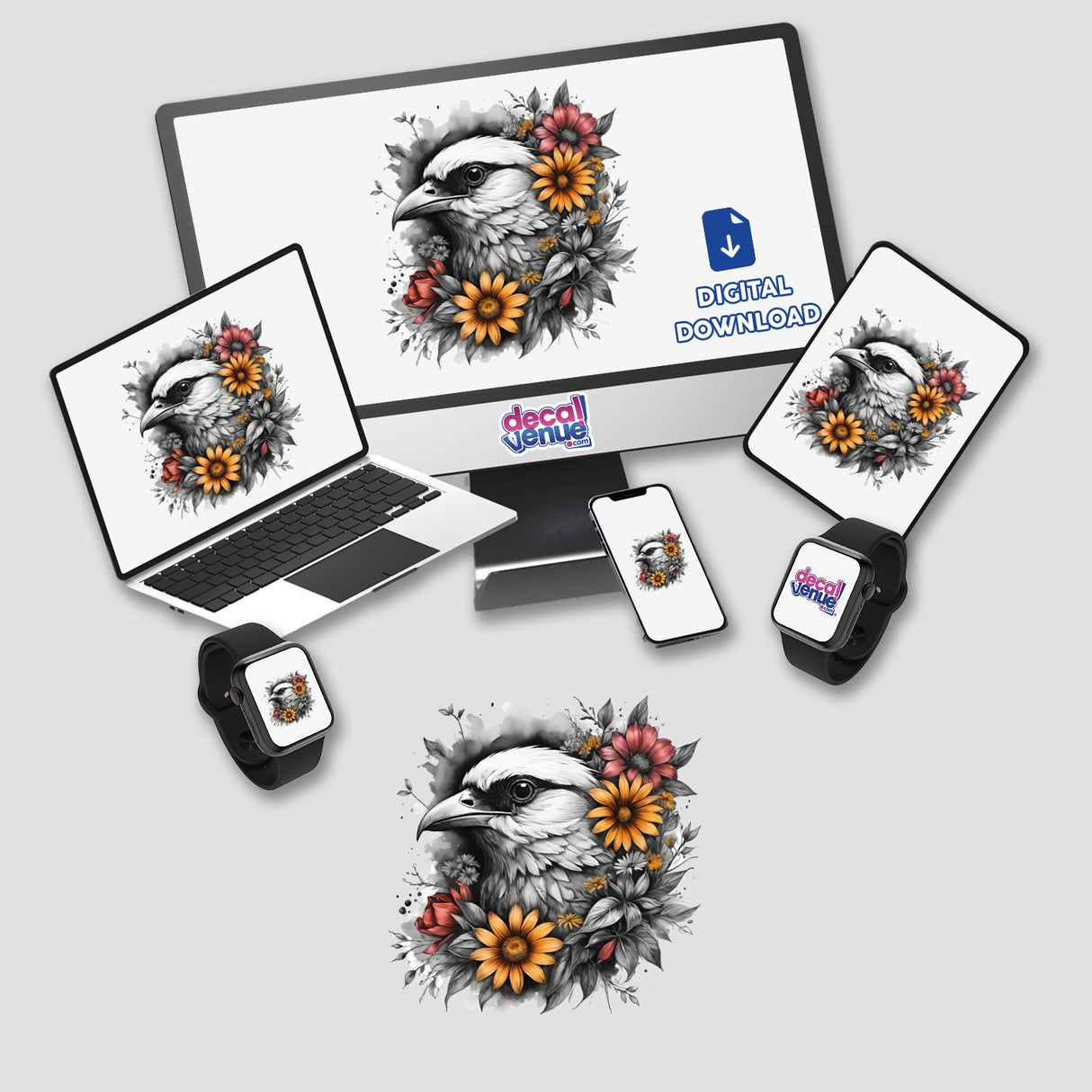 Bird Portrait Floral Accents PA28