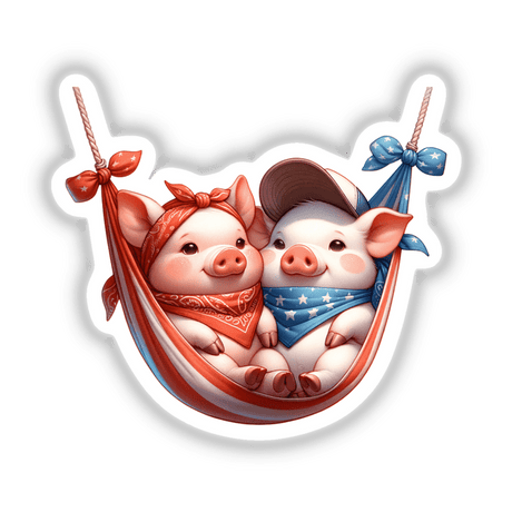Cute Pigs in USA Flag Bandana Hammock