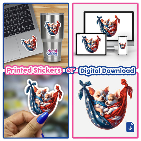 Chihuahua Dogs in American Flag Bandana Hammock
