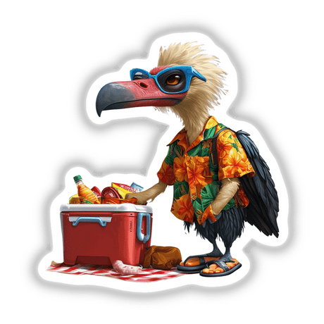 Vulture Bird in Hawaiian Shirt on Beach