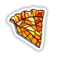Pumpkin Pie Slice Stained Glass Art, depicting a vibrant slice of pizza, available as stickers or digital artwork from Decal Venue, known for unique artistic expressions.
