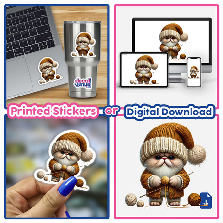 Himalayan Cat Gnome Holding Ball of Yarn - Digital Artwork for Stickers and Downloads showcased on various devices by DecalVenue