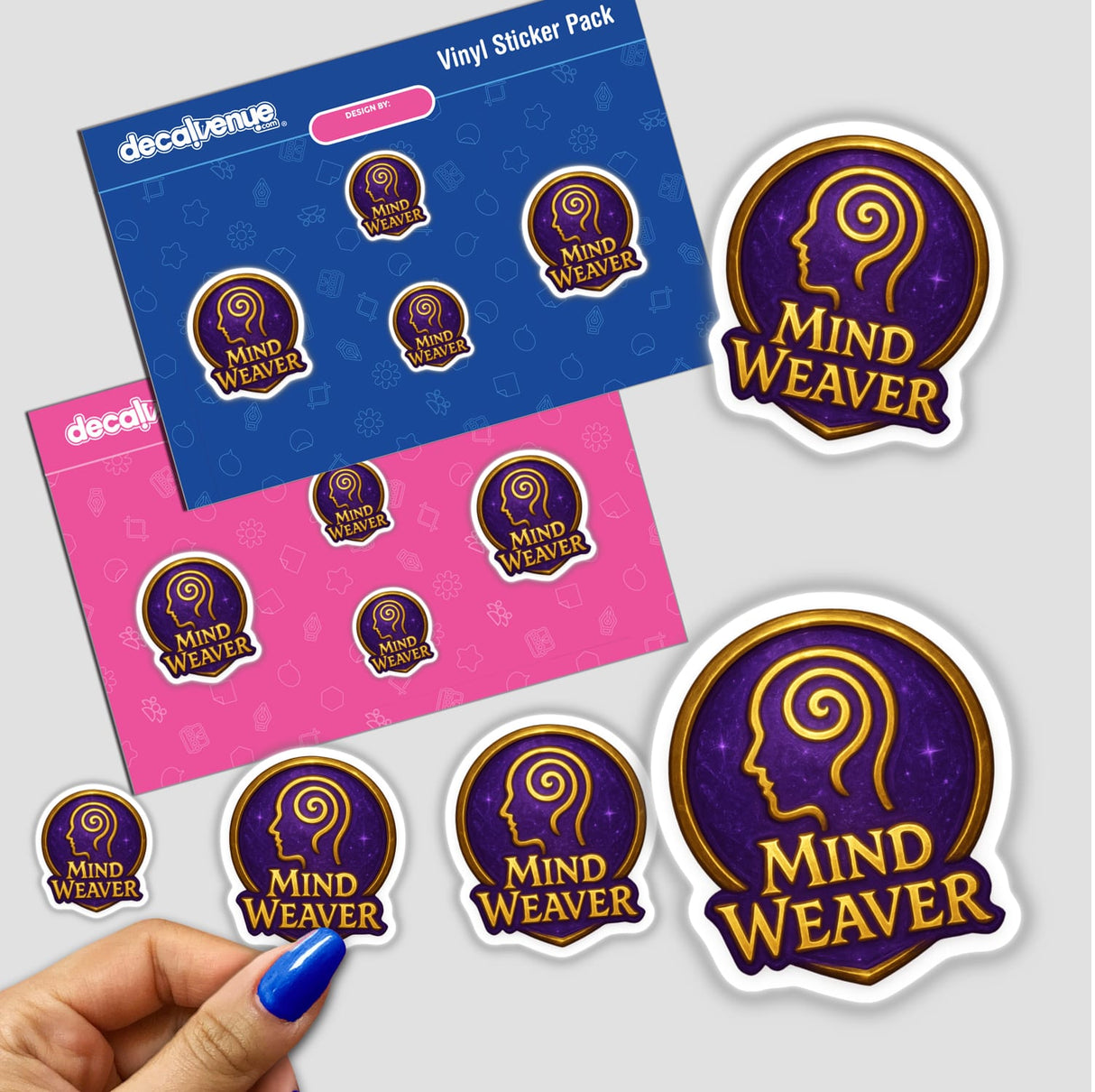 Mind Weaver – RPG-Style Skill Badge featuring an intricate psychic crest design, available as stickers or digital artwork, highlighting the unique and detailed aesthetic typical of Decal Venue's offerings.
