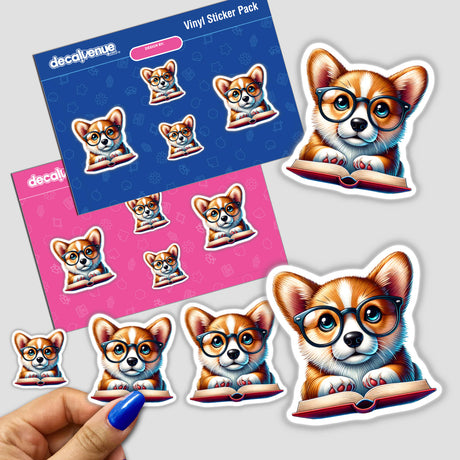 Corgi Dog With Reading Glasses Open Book