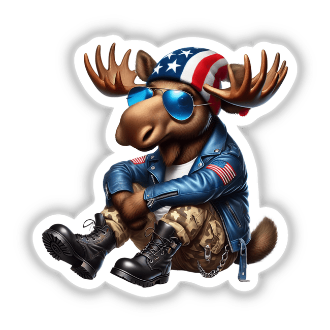 Patriotic Leather Moose Aviator Sunglasses