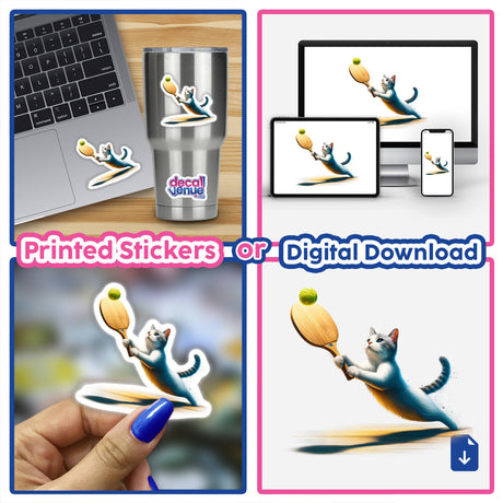 Cute Cat Playing Pickleball
