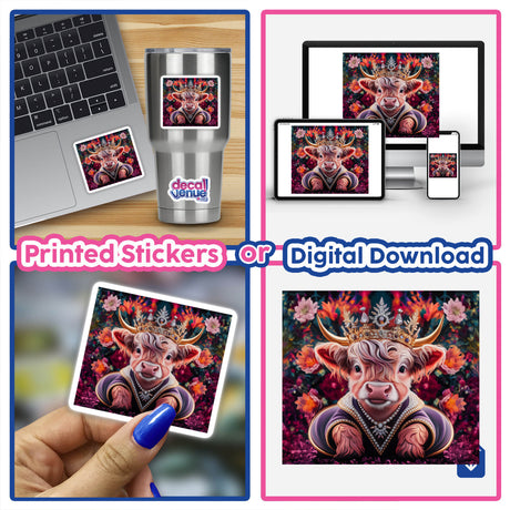 Baby Highland Cow Crown Flowers