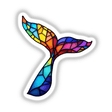 Whale Tail Stained Glass Style: A detailed stained glass-style depiction of a whale tail, available as stickers or digital artwork, showcasing intricate artistry and creativity from Decal Venue.