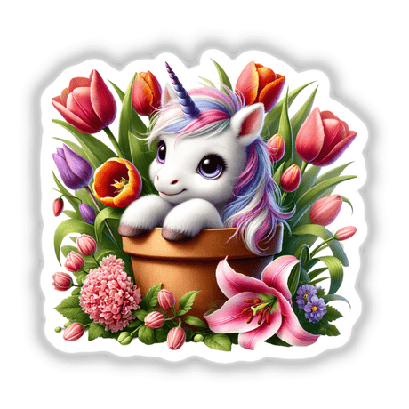Unicorn Peeking Out of Flower Pot