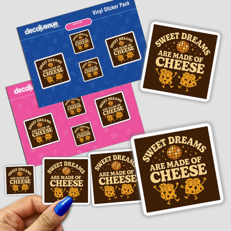 National Cheese Day Sticker or Clipart with Commercial Rights - Sweet Dreams Cheese Design, featuring whimsical cheese graphics, ideal for stickers or digital art, reflecting Decal Venue's unique vinyl and digital offerings.